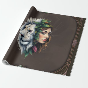 Papier Cadeau Lion blanc et femme