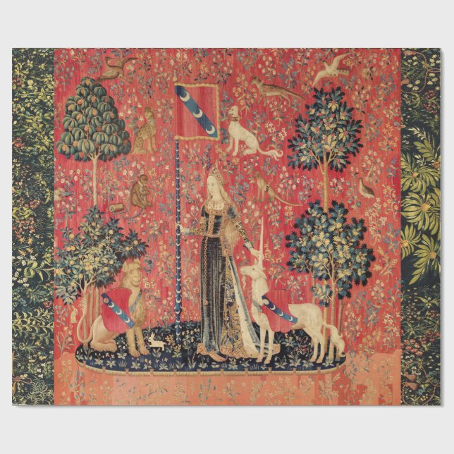 Papier Cadeau Lion D'ENFANCE ET D'UNICORN, Fleurs D'Imaginaires, (Plat)