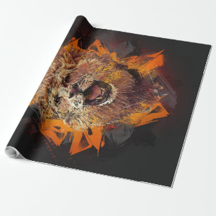 Papier Cadeau Lion d'or Abstrait