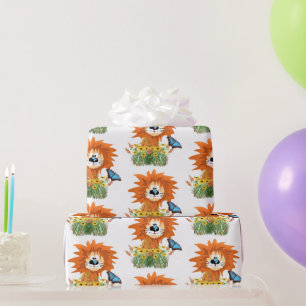 Papier Cadeau Lion et papillon pour enfants