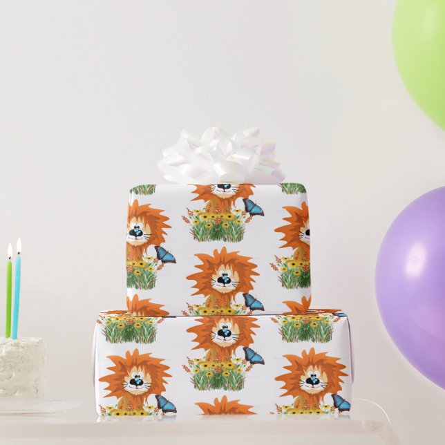 Papier Cadeau Lion et papillon pour enfants  (Cadeaux de fête)