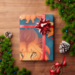 Papier Cadeau Lion géométrique coloré Motif personnalisé