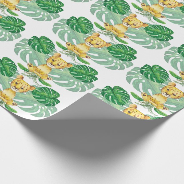 Papier Cadeau Lion Illustration Safari moderne (Coin)