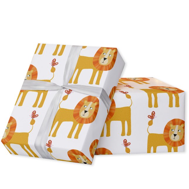 Papier Cadeau Lion mignon (Fun lion pattern gift wrapping paper )