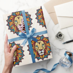 Papier Cadeau "Lion Motif géométrique"