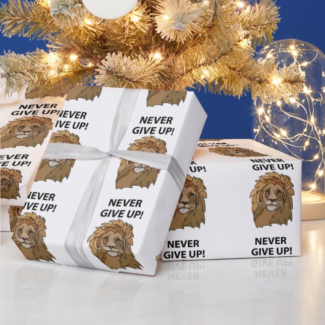 Papier Cadeau Lion Ne Jamais Abandonner Lion (Vacances)