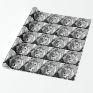 Papier Cadeau Lion noir blanc