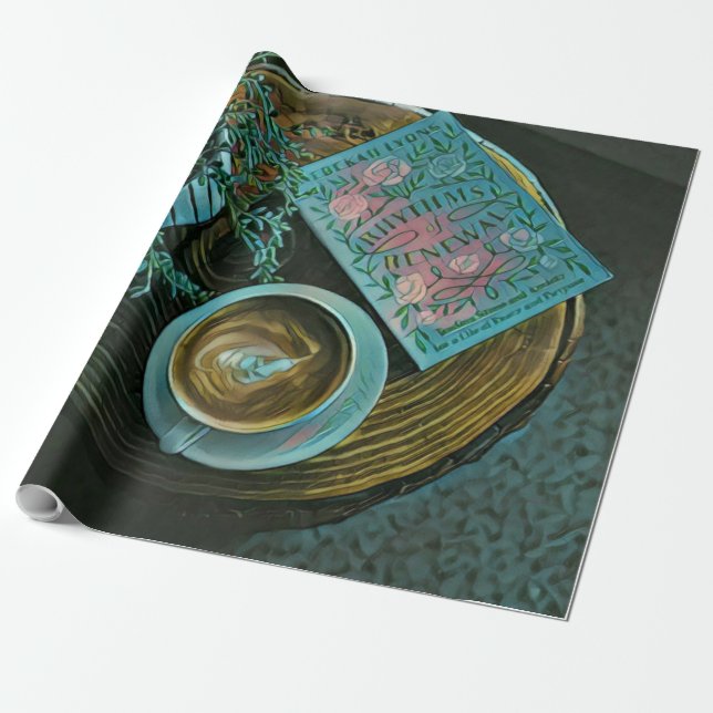 Papier Cadeau Lire Livres, Boire Café (Déroulé)