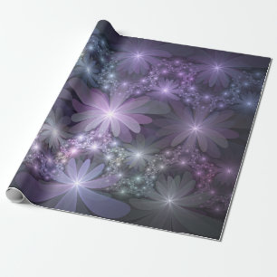 Papier Cadeau Lit de fleurs tendance brillant art fractal abstra