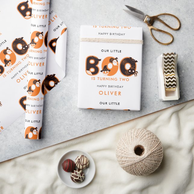 Papier Cadeau Little Boo devient deux noms Anniversaire (Artisanat)