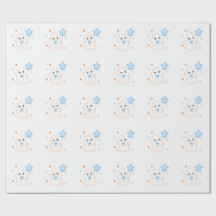 Papier Cadeau Little Boo Fantôme Baby Shower Halloween Bleu