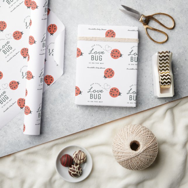 Papier Cadeau Little Love Bug Ladybug Red Baby Shower (Artisanat)