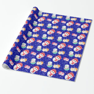 Papier Cadeau Little Snowman Navy Blue