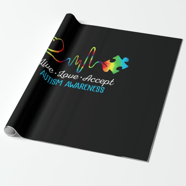Papier Cadeau Live Love Accept Autism Awareness (Déroulé)