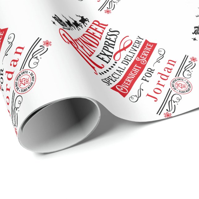 Papier Cadeau Livraison de Noël Santa Clause Pôle Nord Express (Coin rond)