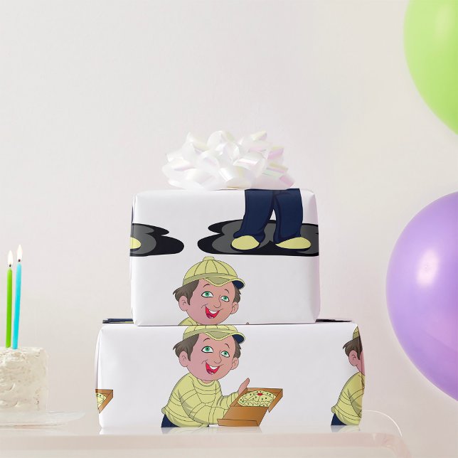 Papier Cadeau Livraison de pizza Boy Food Wrapper Papier (Créateur téléchargé)