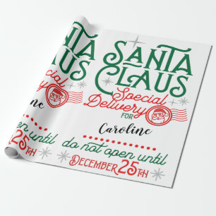 Papier Cadeau Livraison spéciale de Santa Claus Red & Green