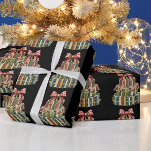 Papier Cadeau Livre d'Arbre de Noël Professeur de Lecture Livres