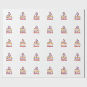 Papier Cadeau Livre de licorne et impression magique prête Fond
