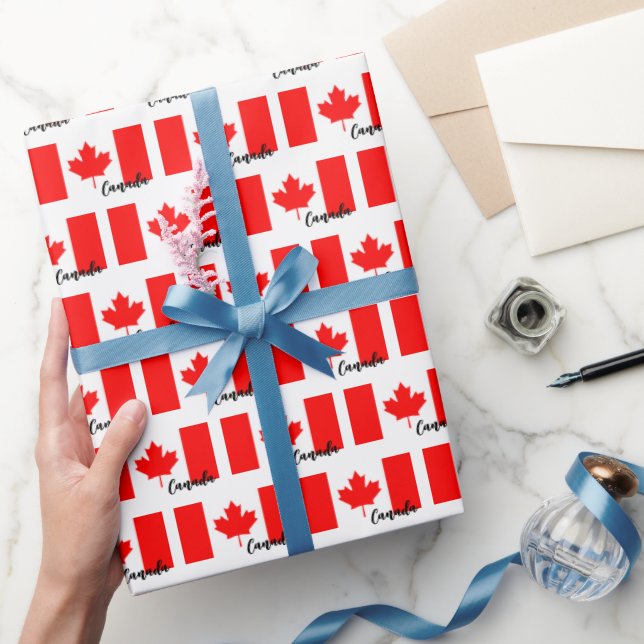Papier Cadeau Livre d'emballage du Canada, Drapeau canadien blan (Cadeaux)