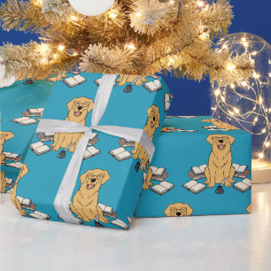Papier Cadeau Livre intelligent retriever doré Conception bleue