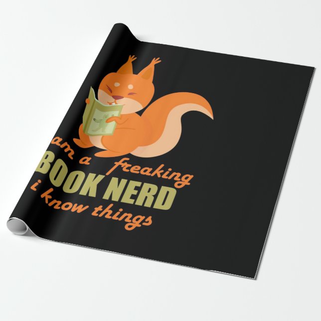 Papier Cadeau Livre Nerd écureuil (Déroulé)