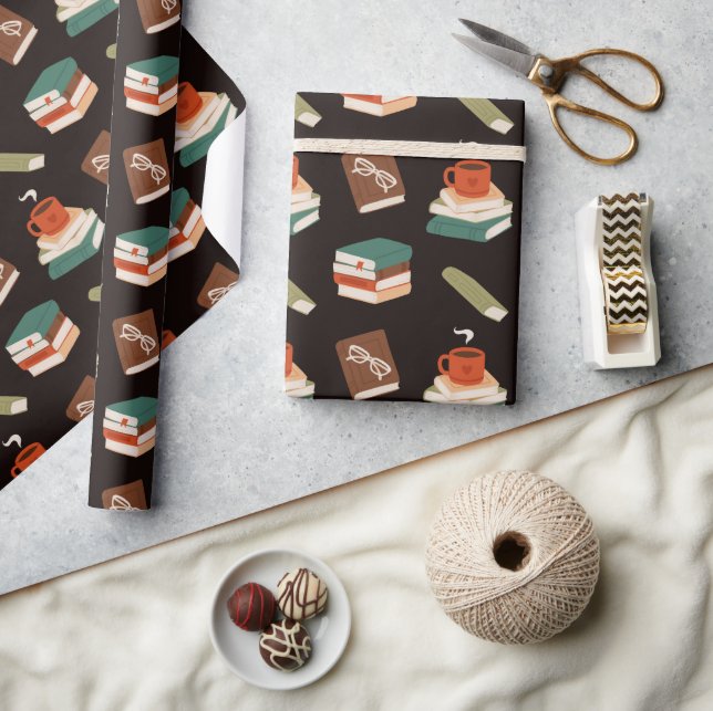 Papier Cadeau Livres Confortables et Lecture de Café (Artisanat)