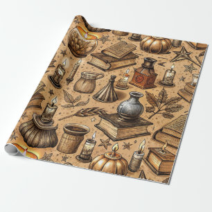 Papier Cadeau Livres et bougies vintages Motif (2)