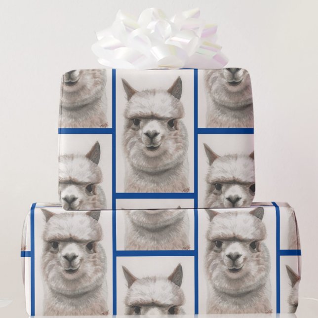 Papier Cadeau Llama Aquarelle Papier à envelopper Alpaca Sourire (Créateur téléchargé)