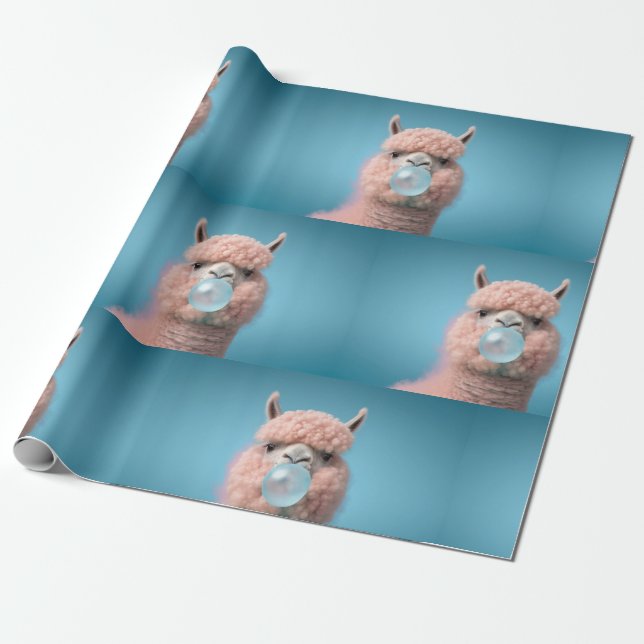 Papier Cadeau Llama Bubblegum Funny (Déroulé)