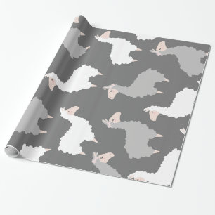 Papier Cadeau Llamas grises et blanches