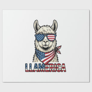 Papier Cadeau Llamerica Lama Patriotique Design Vector Vintage_1
