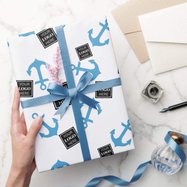 Papier Cadeau Logo d'Ancres et de bateaux bleus (Cadeaux)