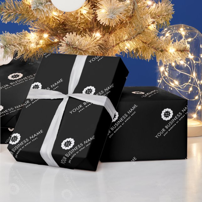 Papier Cadeau Logo d'entreprise ou icône + nom marque de l'entre (Vacances)