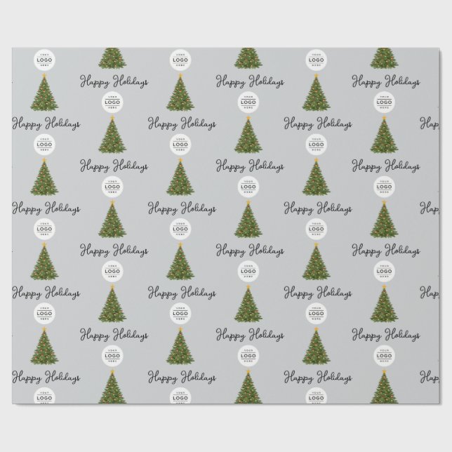 Papier Cadeau Logo d'entreprise personnalisé Joyeuses Fêtes (Plat)