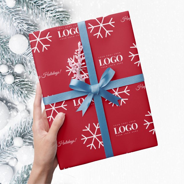 Papier Cadeau Logo d'entreprise personnalisé Snowflake Happy Hol (Créateur téléchargé)