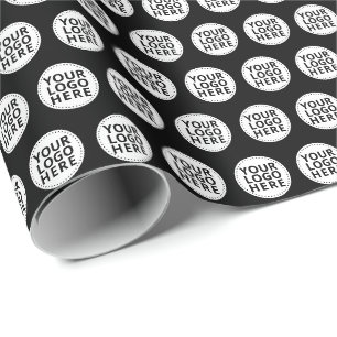 Papier Cadeau Logo d'entreprise répétitif noir