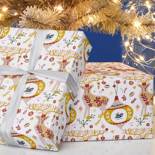 Papier Cadeau Logo d'entreprise Scandinave Nordic Winter Reindee (Créateur téléchargé)