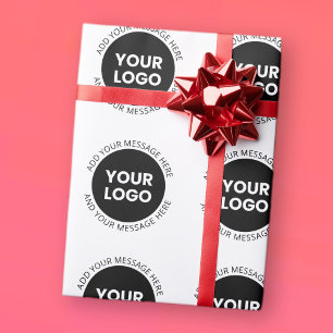 Papier Cadeau Logo d'entreprise & Texte modifiable Blanc & Noir