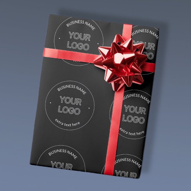 Papier Cadeau Logo et nom d'entreprise modifiables | Noir (Créateur téléchargé)