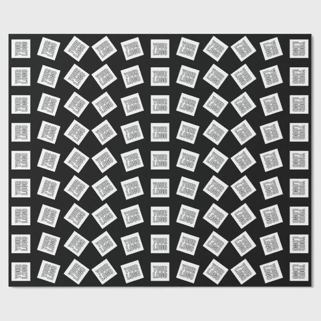 Papier Cadeau Logo ou motif d'image unique | Noir (modifiable) (Plat)