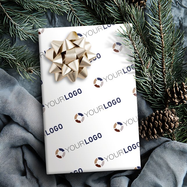 Papier Cadeau Logo personnalisé de la société cadeaux d'affaires (Custom company logo branded business gifts white wrapping paper)