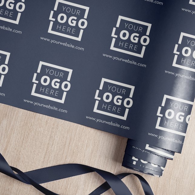 Papier Cadeau Logo promotionnel personnalisé en bleu (Créateur téléchargé)