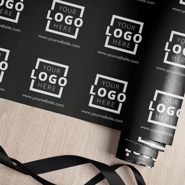 Papier Cadeau Logo promotionnel personnalisé en noir (Créateur téléchargé)