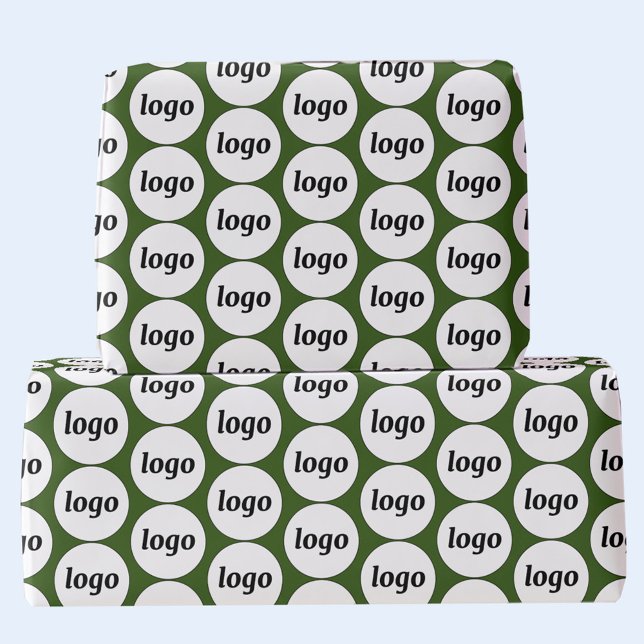 Papier Cadeau Logo simple Motif d'affaires Forest Green (Logo pattern business promotional branding gift wrapping paper in forest green)