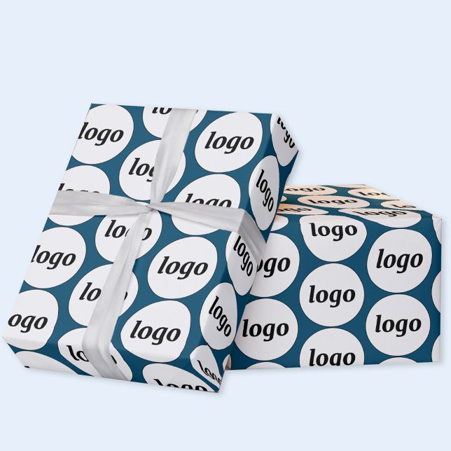 Papier Cadeau Logo simple Motif professionnel Turquoise vert (Simple logo pattern business branding promotional wrapping paper)