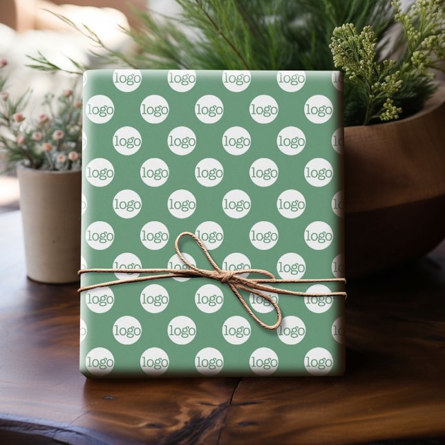 Papier Cadeau Logo simple pour les entreprises de bureau - Vert (Custom Wrapping Paper with Your Logo - Add Your Logo for a fun personalized gift paper!)