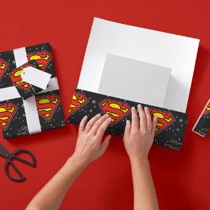 Papier Cadeau Logo Superman personnalisé Noël Flocon de neige