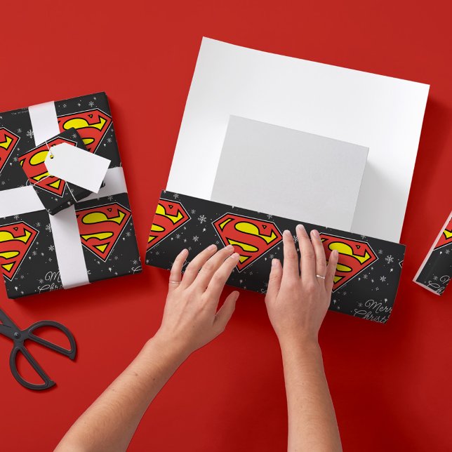 Papier Cadeau Logo Superman personnalisé Noël Flocon de neige (Créateur téléchargé)