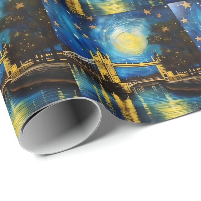 Papier Cadeau London Bridge Acrylique Art, (Coin rond)